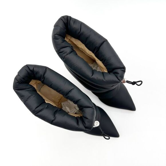 CHRISTIAN LOUBOUTIN Astro Pointue Black Puffer Ankle Boot Size 40 Nylon Stiletto - Picture 4 of 13